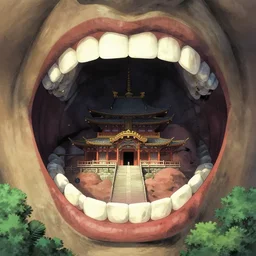 inside the giant mouth the temple within yoshitaka amano,