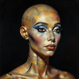 A Nubian cyborg, portrait, by Nam June Paik, Man Ray, Richard Avedon