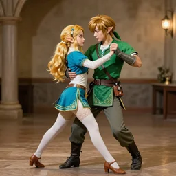 real photo, zelda dancing salsa with link, hyper realistic