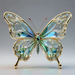 glass Butterfly, art nouveau, photorealistic, High definition, very detailed, ornate, octane render 3d