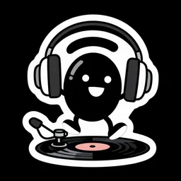 svg sticker of a Dancing-Raisins, at a rave, spinning records, giant headphones rocking out, wearing headphones, huge speakers, dancing, rave, DJ, spinning records, digital art, amazing composition, rule-of-thirds, award-winning, trending on artstation, featured on deviantart