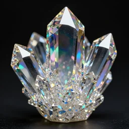 material study, photo realistic holographic crystals, translucent, beautiful, colorful, sharp focus, highly detailed, black background