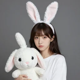 a portrait of girl cosplaying cute bunny by Hajime Sorayama