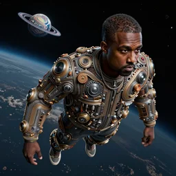 kanye west floating in space, highly intricate, highly detailed