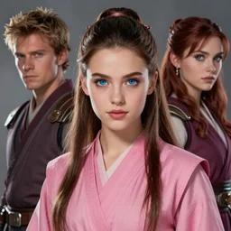 pretty blue eyed brunette girl!! pink outfit, gorgeous, beautiful, jedi, fire emblem, art by artgerm and greg rutkowski and magali villeneuve, portrait, d & d, fantasy, highly detailed, digital painting, trending on artstation, concept art, sharp focus, illustration