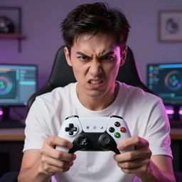 the irate gamer holding an arti 2 5 0 0 controller looking pissed off high resolution photo