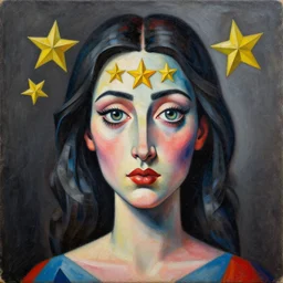 intricate five star high octane lady portrait by pablo picasso, oil on canvas, hdr, high detail, photo realistic, hyperrealism, matte finish, high contrast, 3 d depth, centered, masterpiece, vivid and vibrant colors, enhanced light effect, enhanced eye detail, artstationhd