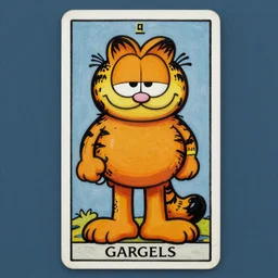Garfield tarot, 4k HD, oil on canvas