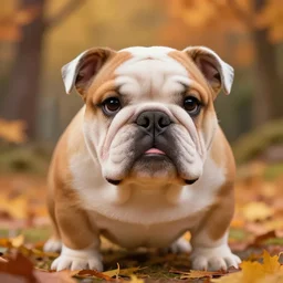 very beautiful portrait of an extremely cute and adorable little bulldog, smooth, perfect face, fantasy, character design by mark ryden and pixar and hayao miyazaki, sharp focus, concept art, harvest fall vibrancy, intricate detail, cinematic lighting, hyperrealistic, 3 5 mm, diorama macro photography, 8 k, 4 k