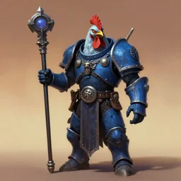 full character potrait of chicken beast person a ceremonial staff, zdzislaw beksinski, lewis jones, dariusz zawadzki, wayne barlow, warhammer fantasy, cold hue's, warm tone gradient background, concept art, 4 k, ultra - high - definition