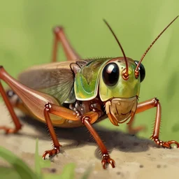 closeup of a cricket ( gryllus ), insect. cricket eyes reflections. beautiful composition. illustration by ross tran, magali villeneuve, and jeremy mann.