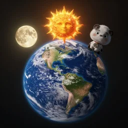 earth - chan, sun - chan and moon - chan art, art station