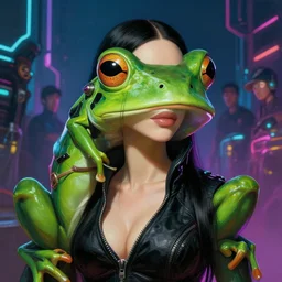 a portrait of monica belucci as frog ( nintendo ), cyberpunk, fantasy, neon lights, sharp focus, intricate, elegant, digital painting, artstation, matte, highly detailed, concept art, illustration, ambient lighting, art by ruan jia and artgerm and range murata and wlop and ross tran and william, adolphe bouguereau and beeple.