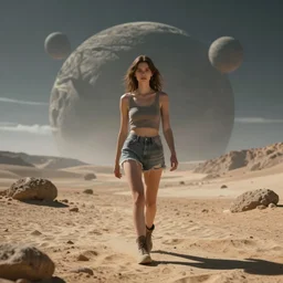 girl walking on an alien planet