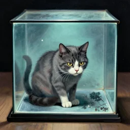 schodingers cat inside the box in a quantum state, real life