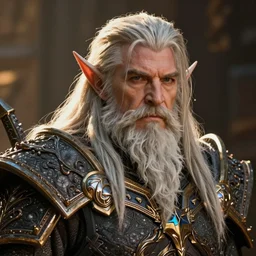 Mr. Rogers as Arthas Menethil in World of Warcraft cinematic movie, close up, promo shoot, high detail, portrait, studio lighting