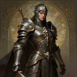 warrior cyberpunk theme medieval, deep focus, d & d, fantasy, intricate, elegant, highly detailed, digital painting, artstation, concept art, matte, sharp focus, illustration, hearthstone, art by artgerm and greg rutkowski and alphonse mucha