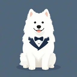 simple vector illustration of a samoyed dog wearing gentleman's clothes