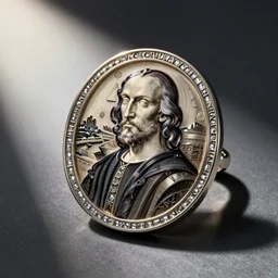 jewelry inspired by leonardo da vinci , high detail, product photo