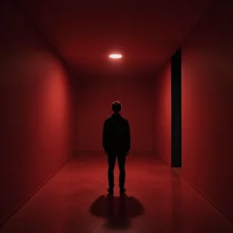 dark matter red art house future schizophrenia alone man going limbo hipper sphere reflection in the mirror room stratification of consciousness full HD 8K resolution