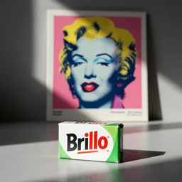 a box of brillo soap sits on a table, a silk screen by warhol, behance, international typographic style, phallic, anaglyph filter, behance hd