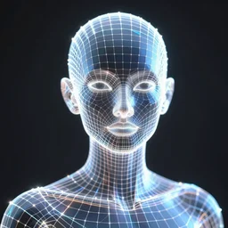 beautiful portrait, high poly 3 d glowing wireframe models, lasers, ultra realistic, intricate details, holographic artifacts, highly detailed by peter mohrbacher, boris vallejo, hajime sorayama, wayne barlowe, paolo eleuteri serpieri