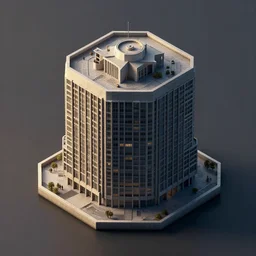 isometric 3D octane render of a brutalist building, dramatic lighting, 8K, high resolution, realistic lighting