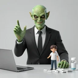 Cthulhu as a modern day business man with a family and a drug and gambling addiction, psychedelic , 50s style infomercial , award winning , retro futuristic , Shepard fairey