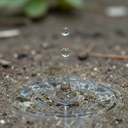 a clear water drop falling before touching the ground, ultra realistic, 8k, close view