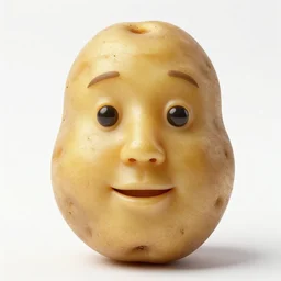 a potato with human face shapes, true human face