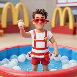 david hasselhoff is the lifeguard for the ballpit of a mcdonald's, 3 5 mm, f / 2. 8, flash photography