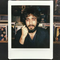a film still polaroid portrait of a 1 9 8 0's bearded bespeckled british man crying at a vinyl stall, yandere grimdark, trending on pixiv fanbox, painted by ilya kushinov makoto shinkai takashi takeuchi studio ghibli, akihiko yoshida