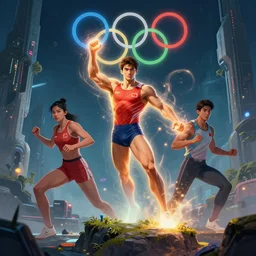 magic powers of an olympic athlete, sci - fi art, fantasy art, environment design, concept artist cinematic lighting, artstation, art by alyn spiller and dang my linh