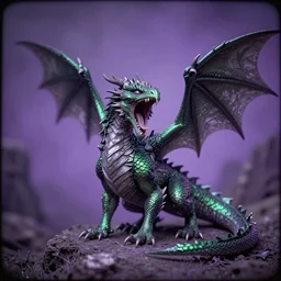 emerald dragon wyrmling yawned by the growl, art by brian lee durfee, trending on artstation, dramatic violet and purple lighting microscopic view gigapixel, ambrotype, in the silver hour, hdr, historicism
