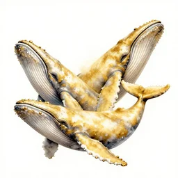 realistic scene of whales, golden, delicate, hyper realism, 1 4 5 0, ink, ultra realistic, 8 k