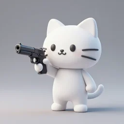 simplistic 3 d render of a cat holding a gun, studio lighting, 4 k - n 5 - i