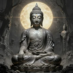 buddha third eye opening by Zdzislaw Beksinski and H.R. Giger