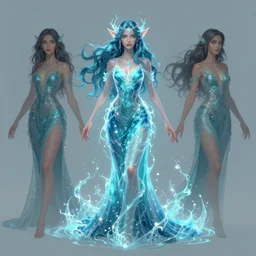 beautiful otherworldly female water elemental spirit wearing a dress made of magic water, jordan jacinto, kelly mckernan, amy sol, 4 k digital concept art, character design, artstation, cgsociety
