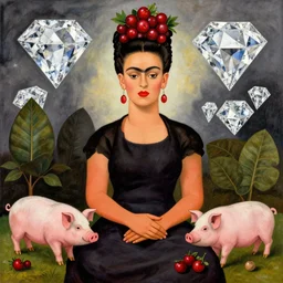 diamonds and pigs and berries and watermelons by frida kahlo, primitivism