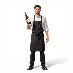 heroic sommelier with wine bottle, high detail digital art, full body, standing, isolated on a pure white background, centered, whole figure in frame, sharp focus, studio lighting