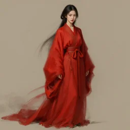 a beautiful woman in long flowing red robes, trending on artstation, detailed rough digital painting, concept art