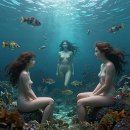 masterpiece artwork of a underwater fish civilization, au naturel, hyper detailed, digital art, trending in artstation, behance, deviantart, cinematic lighting, studio quality, smooth render, unreal engine 5 rendered, octane rendered, art style by kim jung gi greg rutkowski