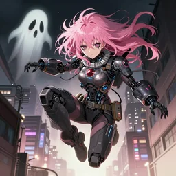 by kyoto animation, jump from a building very creepy clown ghost in the shell girl pink hair, tears from the eyes, wearing cyberpunk intricate streetwear, beautiful, detailed portrait, intricate complexity, ilya kuvshinov, cell shaded, 4 k, concept art, by wlop, ilya kuvshinov, greg rutkowski, cinematic lighting