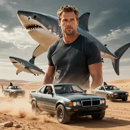 movie poster paul walker, fast and furious, sexy, the crew drives great white sharks in the desert, climate change