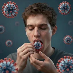 human eat coronavirus, artstation, surrealism