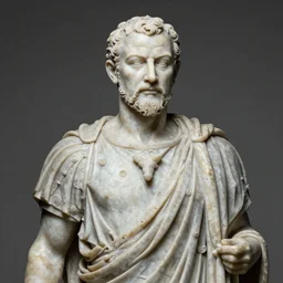 an ancient Roman Statue of Walter White aka Heisenberg, made of stone, antiquity, beautiful stonework, high detail