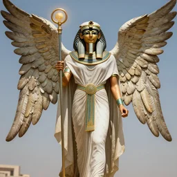 photorealistic egyptian angel deity with mystical scepter dress in a hooded cloak + high res