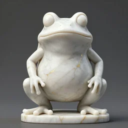 a statue made of white marble with gold veins, of pepe the frog, transhumanism, full body shot, perfect symmetrical body, perfect symmetrical face, hyper realistic, hyper detailed, by johannen voss, by peter kemp, by monia merlo, by michelangelo, octane render, blender, 8 k