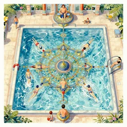 swimming pool, fantasy. intricate, amazing composition, colorful watercolor, by ruan jia, by maxfield parrish, by marc simonetti, by hikari shimoda, by robert hubert, by zhang kechun, illustration, gloomy