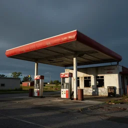an abandoned gas station by tim doyle